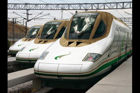 Impression of Talgo 350 trainsets for the Haramain High Speed Rail project (Photo: SRO).
